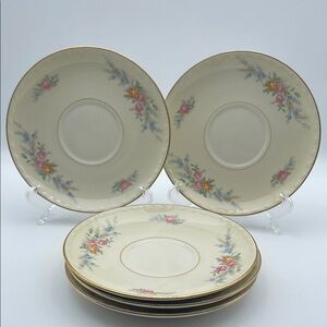 Vintage Homer Laughlin Eggshell Georgian Floral Patterned‎ Cream Saucer Set of 5